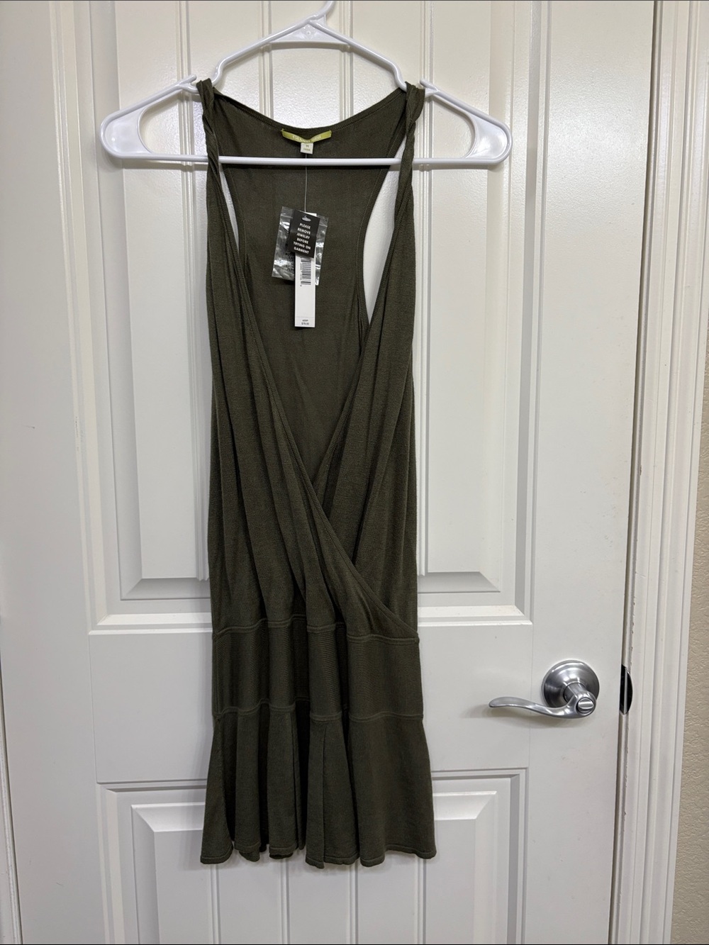 NWT‎ Gianni Bini Sleeveless Olive Green Wrap-Front Women's Dress Silk blend